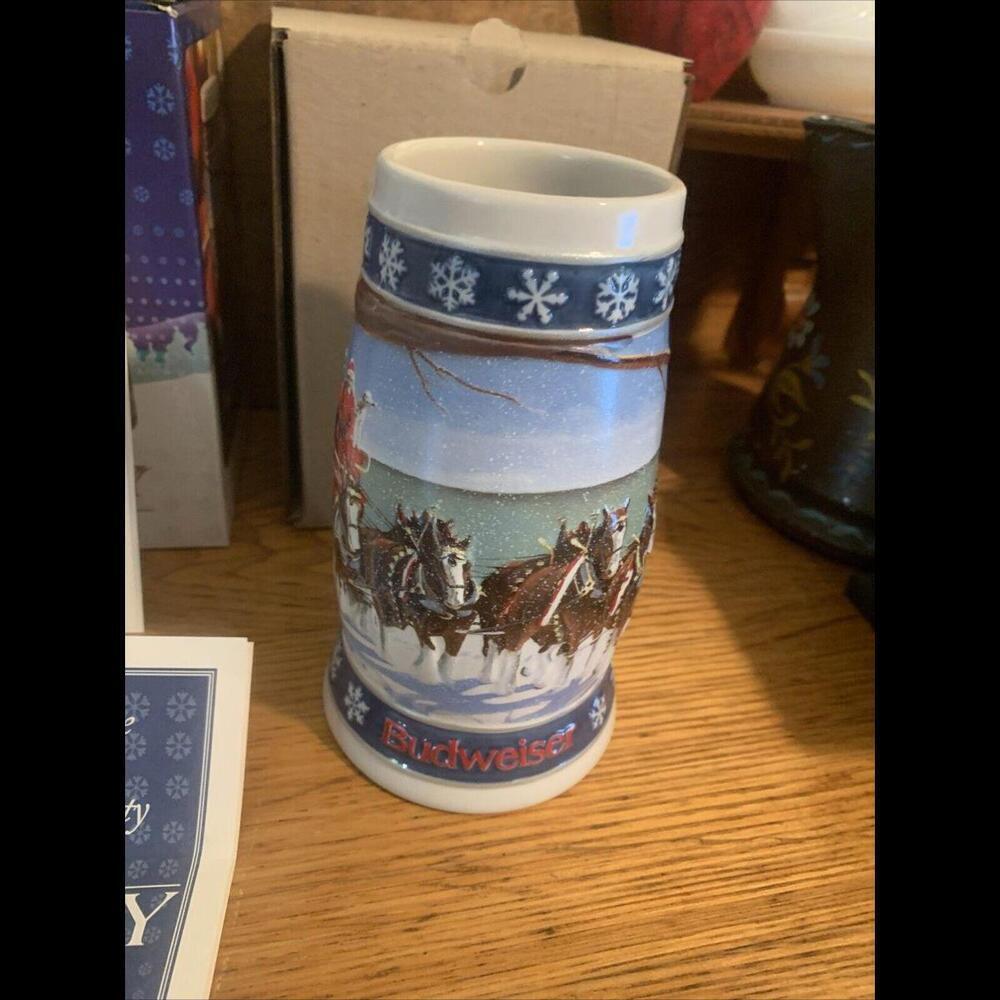 1995 Budweiser Holiday Stein "Lighting the Way Home" New in Original Box Vintage - Picture 5 of 6